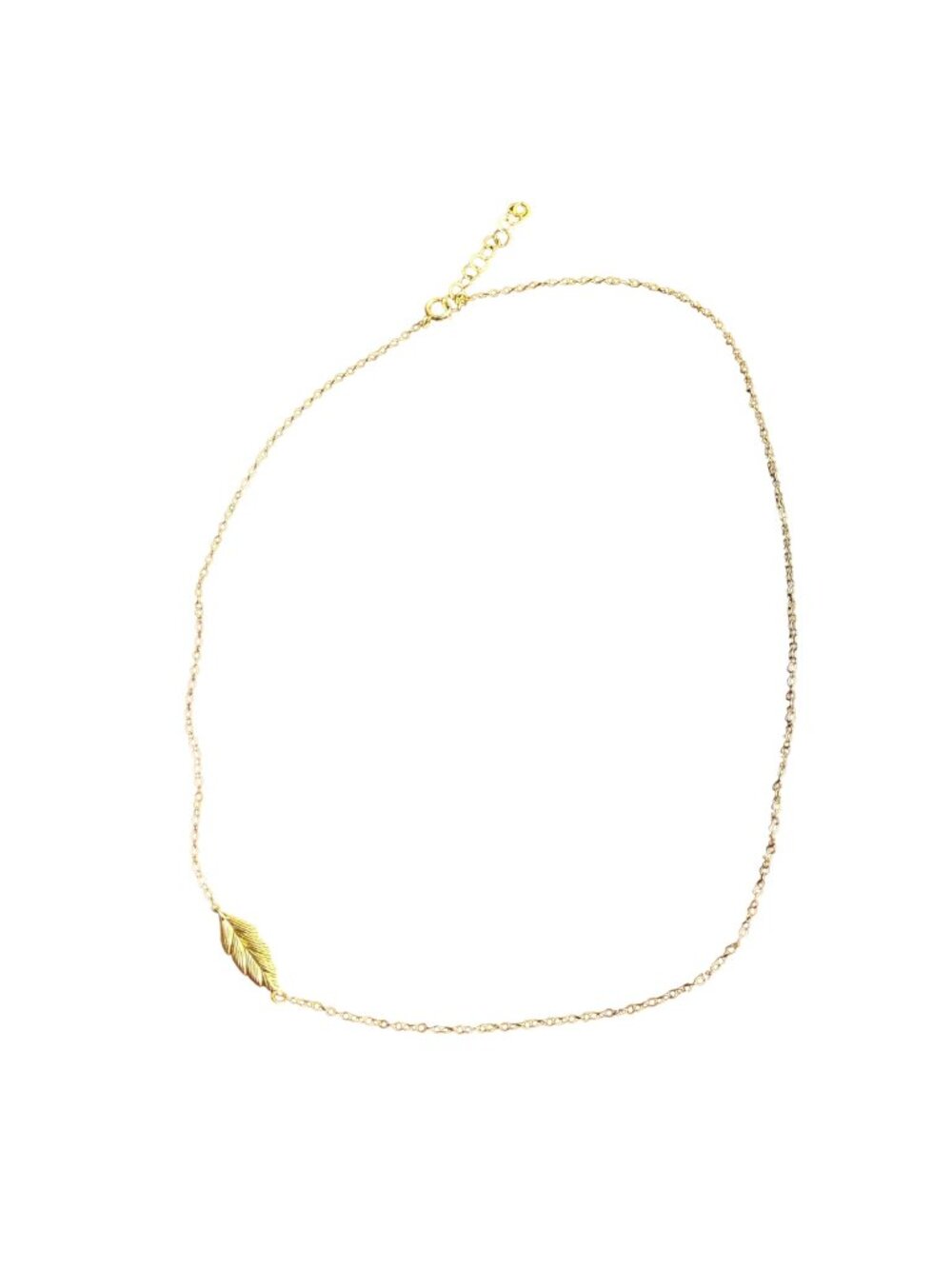 Sterling Silver Gold-Tone Leaf Pendant Necklace Minimalist